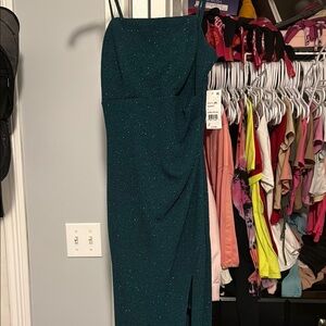 Hunter Green Glitter Spaghetti Strap Dress